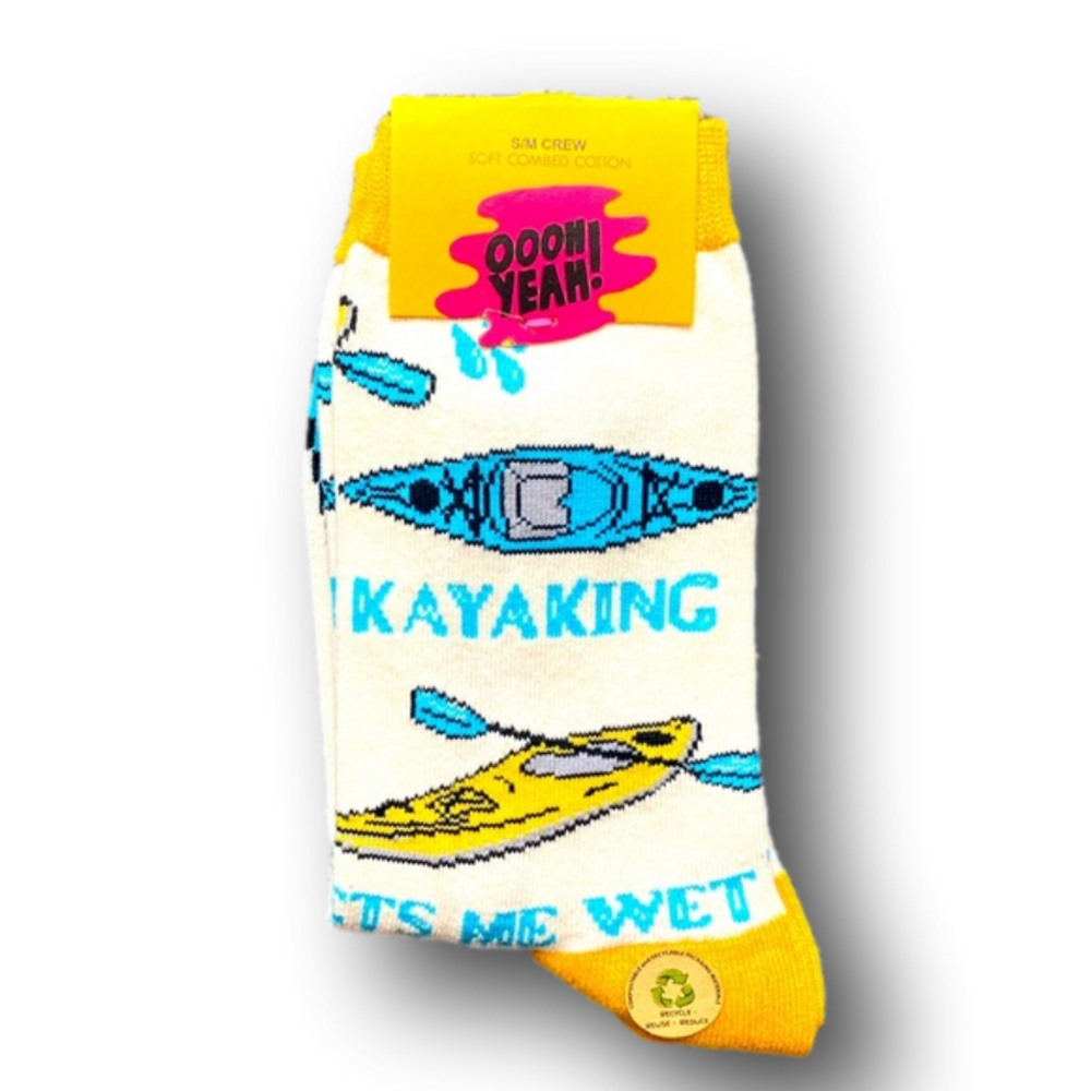 3/$15 "Kayaking Gets Me Wet" Funny Novelty Crew Socks - NWT